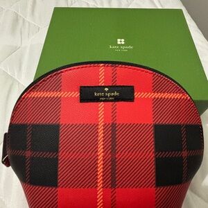 *NWT* Kate Spade Red and Black Plaid Pouch